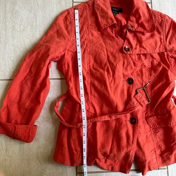 Talbots 100% linen women’s belted orange jacket size 6 - Picture 5 of 7